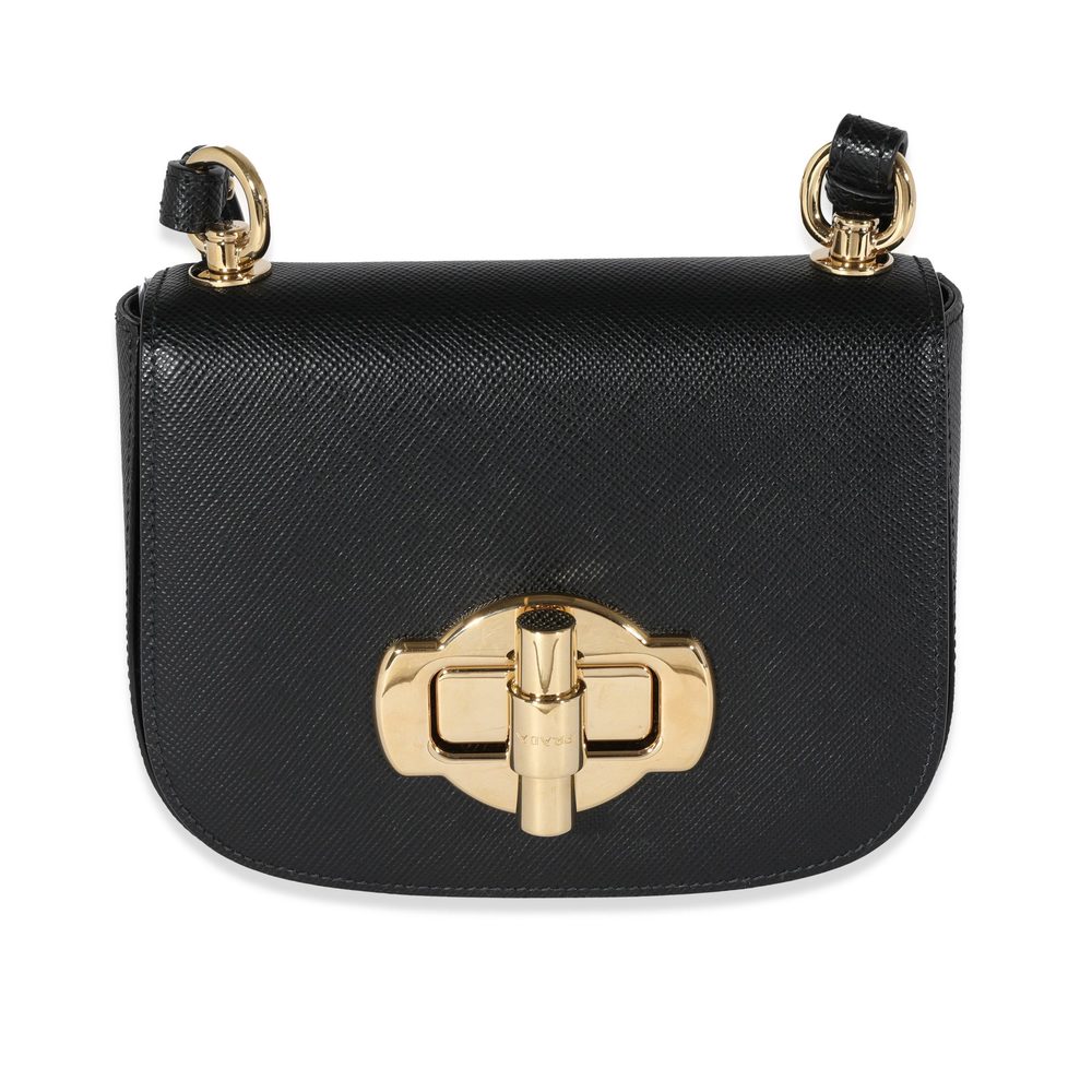 Prada Black Saffiano Leather Saddle Crossbody